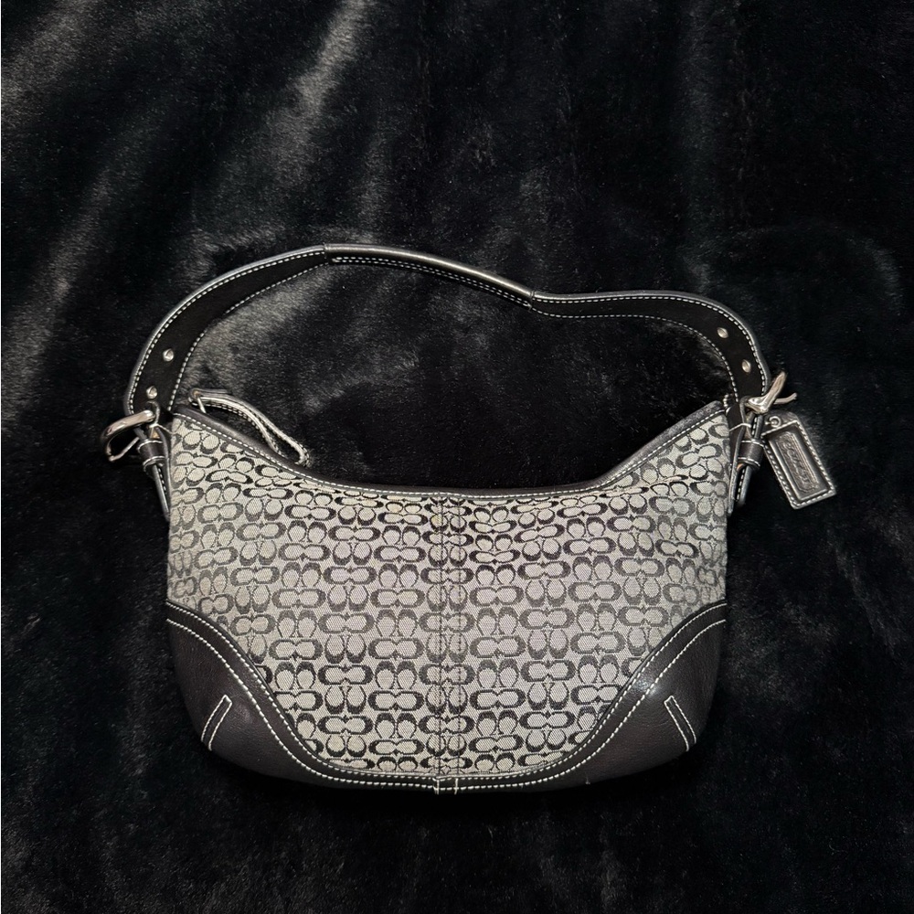 Coach Black and Gray Shoulder Bag with Sleek Design